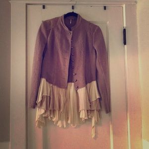 Free People Military Ruffle Jacket